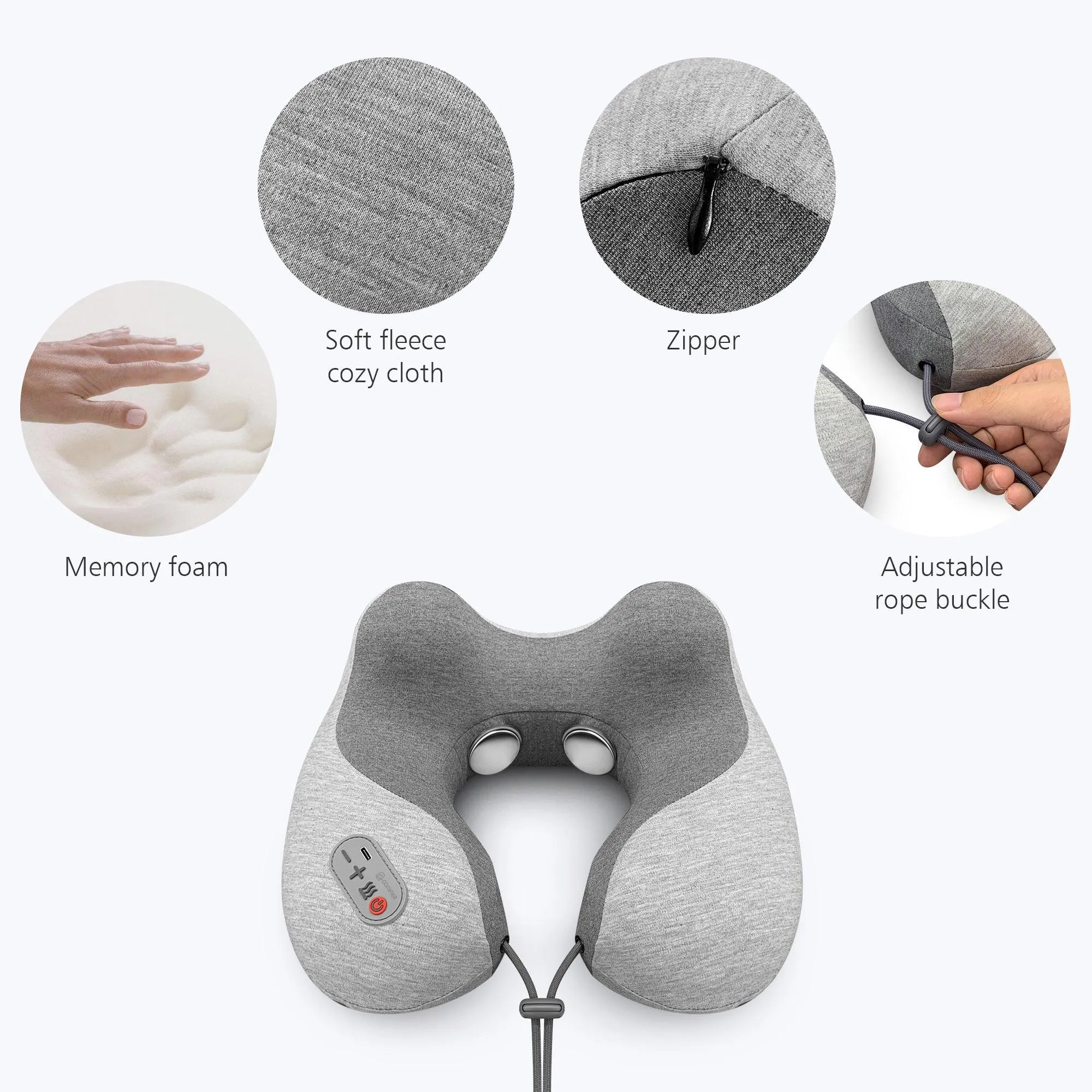 Comfier Travel Pillow with Massage,Memory Foam Neck Pillow for Sleeping - 6902G